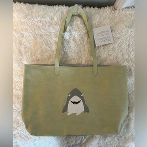 31 tote with shark embroidery light green large tote